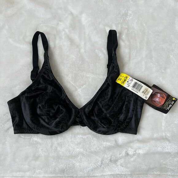 Vintage Vanity Fair Bra 36c black floral cute supportive comfortable comfy - Picture 1 of 3